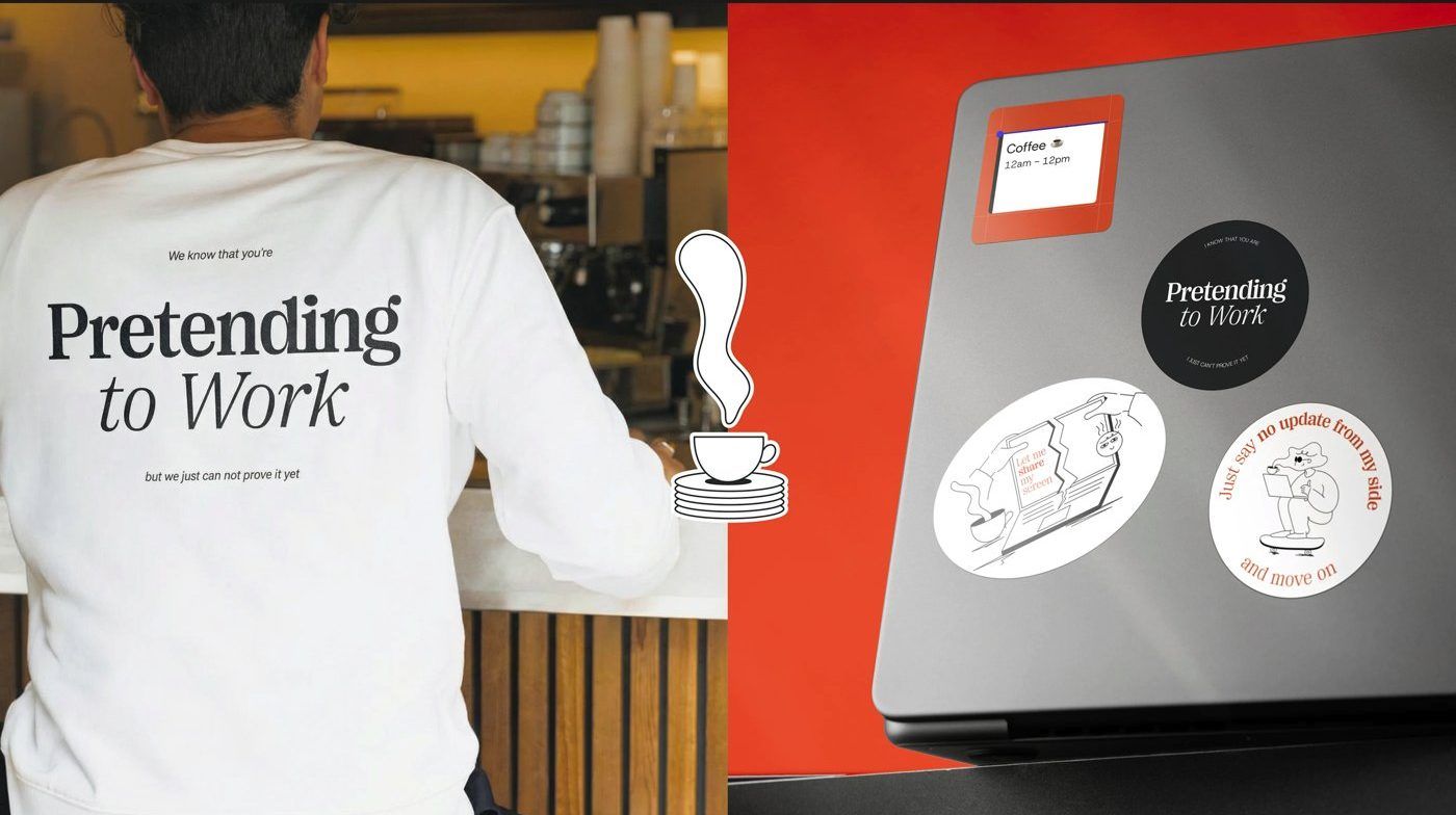 Guild Coffee — 'Pretending to Work' 티셔츠와 노트북 스티커
