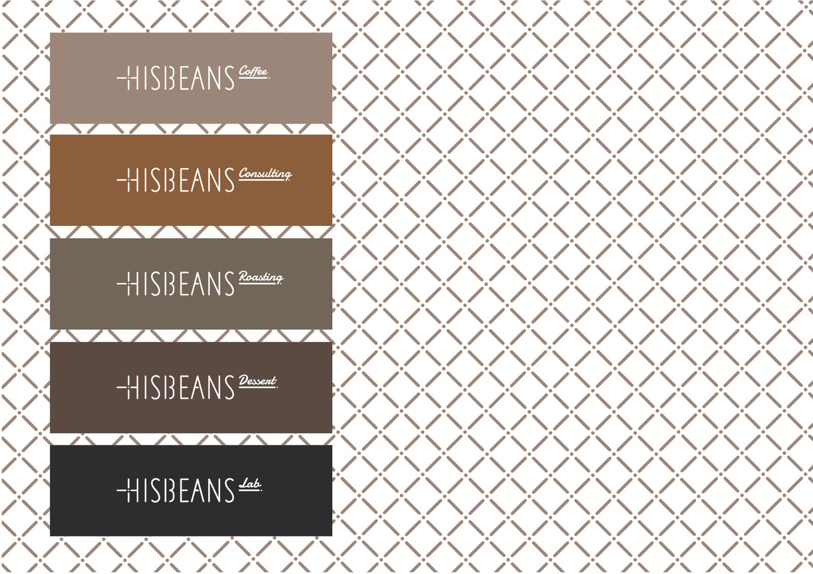 갈색 톤 단계별 HISBEANS 로고 배리에이션
